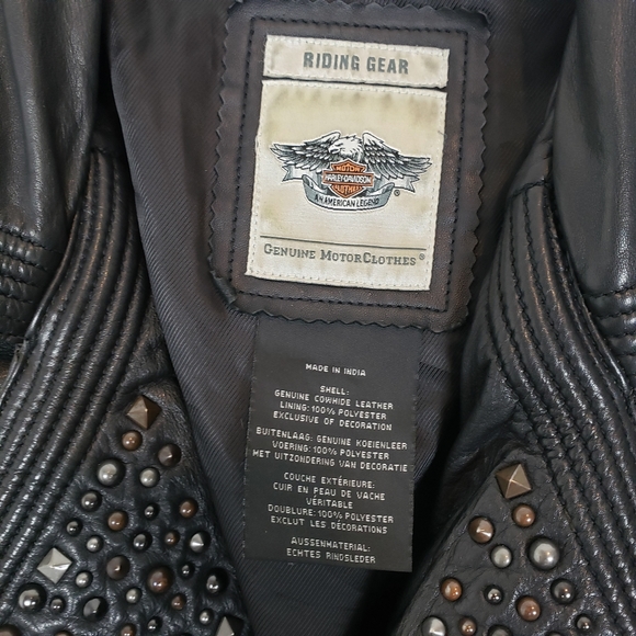 Harley-Davidson Black Leather Jacket with Studded Details - Picture 6 of 15